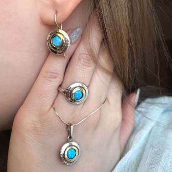 Silberne Ohrringe mit Opal und Gold MVE1408GOP