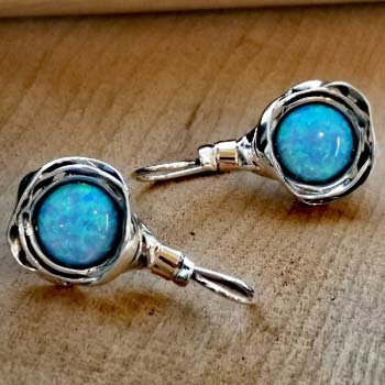 Silver earrings with opal and gold MVE812GOP