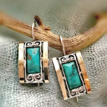 Boucles d'oreilles en argent avec turquoise et or MVE378GTQ