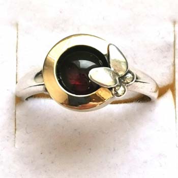 Silver ring with garnet and gold MVR642GGR