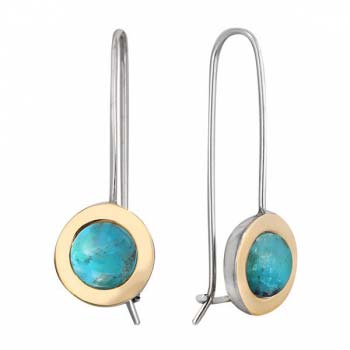 Silver earrings with turquoise and gold MVE1732/3GTQ
