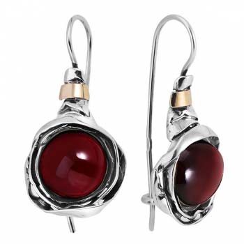 Silver earrings with garnet and gold MVE812GGR