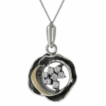 Silver necklace with gold and zircon MVN1295GCZ