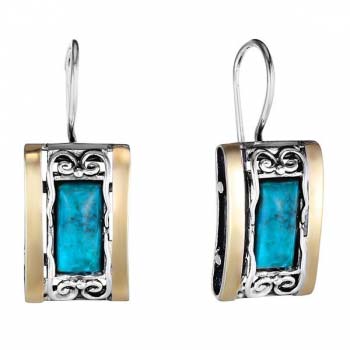 Silver earrings with turquoise and gold MVE378GTQ