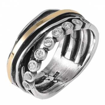 Bague en argent avec zircon et or MVR1289GCZ