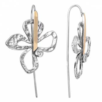 Silver earrings with zircon and gold MVE1372GCZ