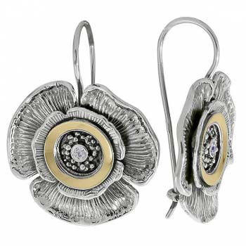 Silver earrings with zircon and gold MVE1525GCZ