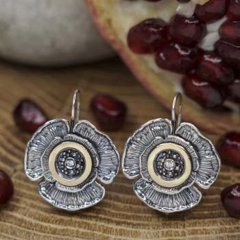 Silver earrings with zircon and gold MVE1525GCZ