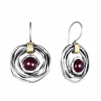 Silver earrings with garnet and gold MVE1447GGR