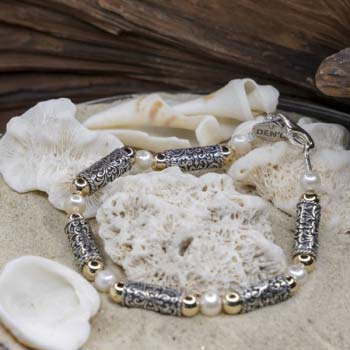 Silbernes Armband mit Perlen und vergoldetem MVBh11/1PL
