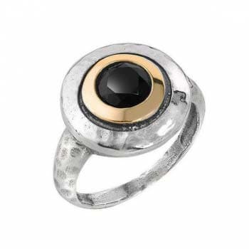Серебряное кольцо с ониксом и золотом МВР1408ГОН