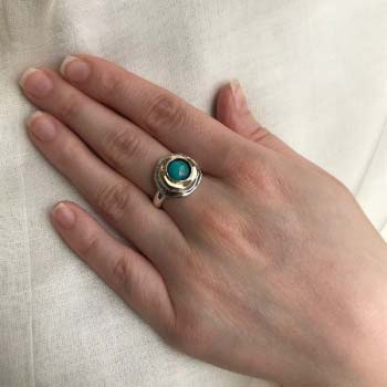 Silver ring with turquoise and gold MVR1103GTQ
