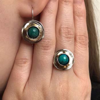 Silver ring with turquoise and gold MVR1103GTQ