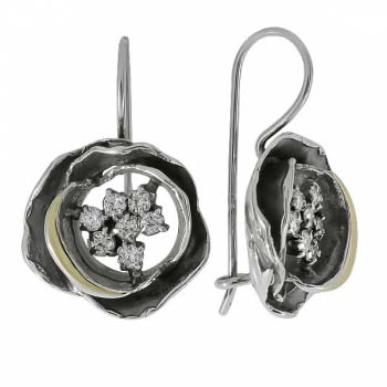 Silver earrings with gold and zircon MVE1295GCZ