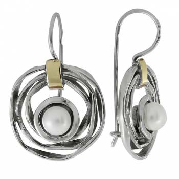 Silberne Ohrringe mit Gold und Perlen MVE1450GPL