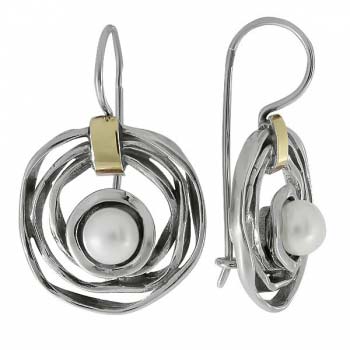 Silver earrings with gold and pearls MVE1450GPL