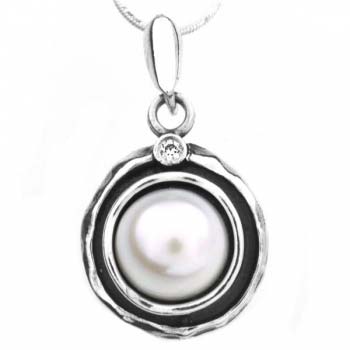 Silver necklace with pearls and zircon MVN1001PL