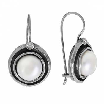 Silver earrings with pearls and zircon MVE1001PL