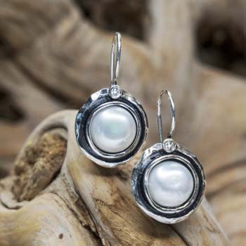 Silver earrings with pearls and zircon MVE1001PL