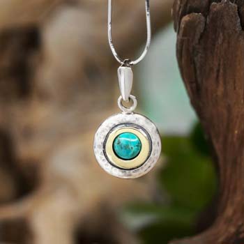 Silver necklace with turquoise and gold MVN1408GTQ