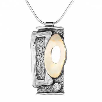 Silver necklace with zircon and gold MVN578GCZ