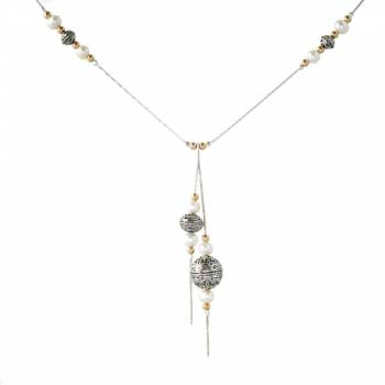 Silver necklace with pearls and goldfilled MVNh25