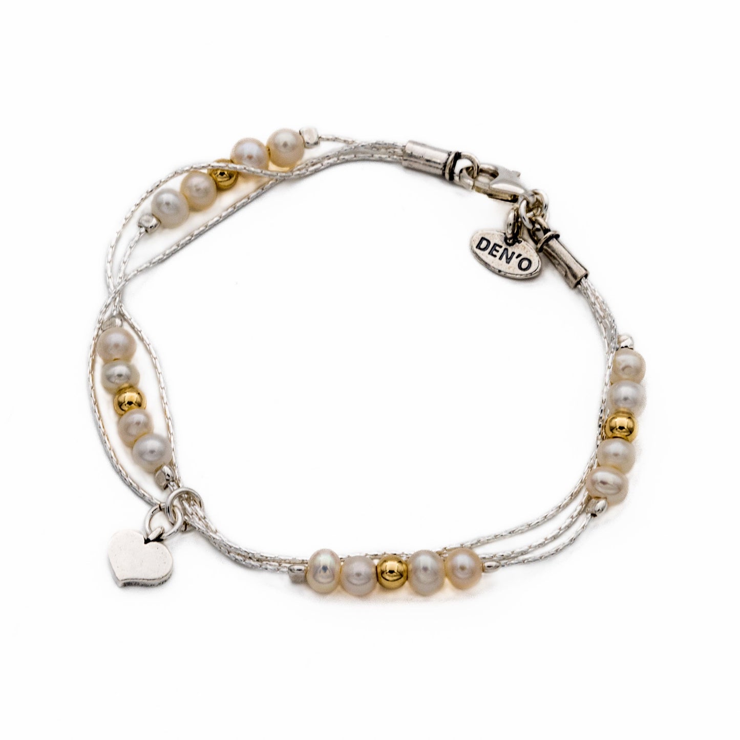 Silbernes Armband mit Perlen und vergoldetem 01B397PL