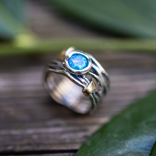 Silver ring with opal and gold MVR1447GOP