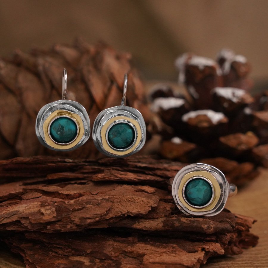 Silver earrings with turquoise and gold MVE1103GTQ