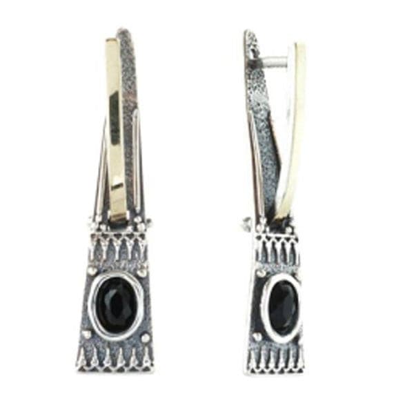 Silver earrings with onyx and gold MVE1108GON