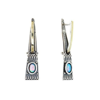 Silver earrings with opal and gold MVE1108GOP