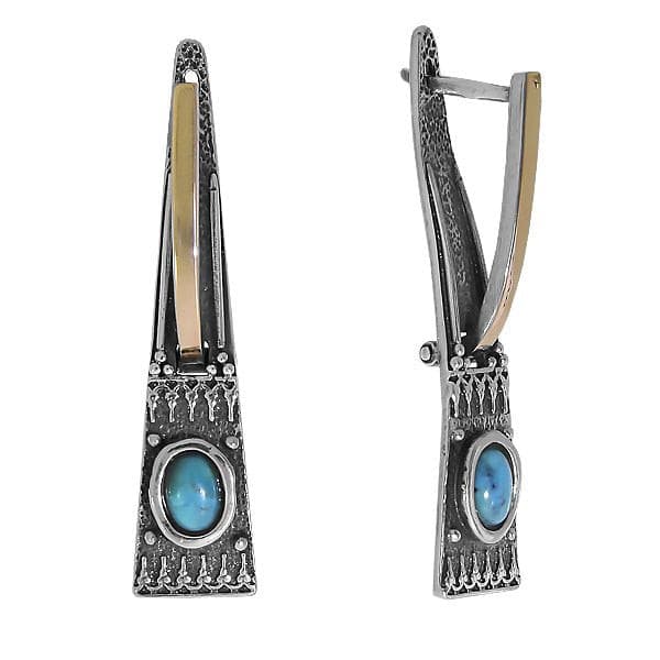 Silver earrings with turquoise and gold MVE1108GTQ