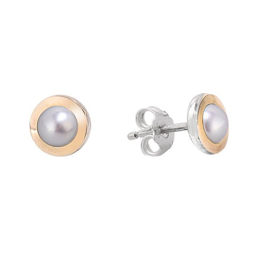 Silberne Ohrringe mit Perlen und Gold MVE1576GPL