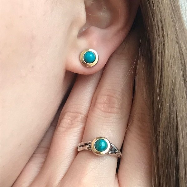 Silver earrings with turquoise and gold MVE1576GTQ