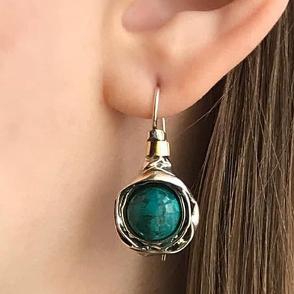Silver earrings with turquoise and gold MVE812GTQ