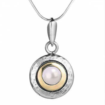 Silver necklace with pearl and gold MVN1408GPL