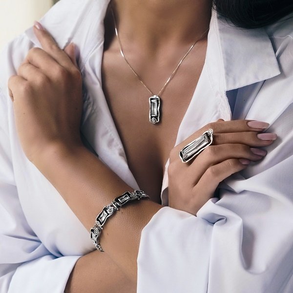 Silver necklace with zircon MVN387CZ