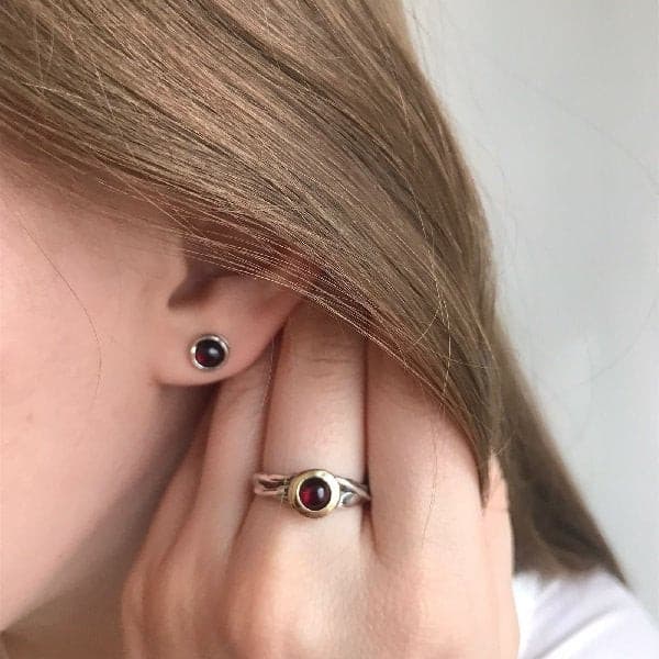 Silver ring with garnet and gold MVR1576GGR