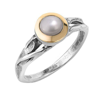 Silver ring with pearl and gold MVR1576GPL