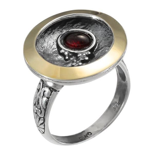 Серебряное кольцо с гранатом и золотом MVR1595GGR