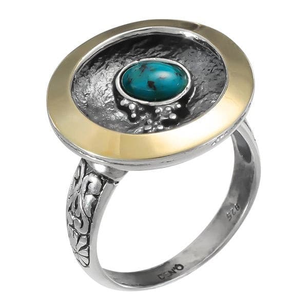 Silver ring with turquoise and gold MVR1595GTQ