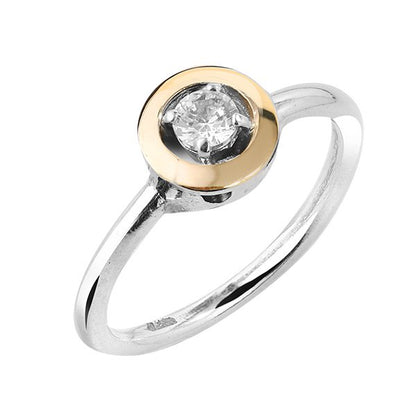 Silver ring with zircon and gold MVR1868GCZ